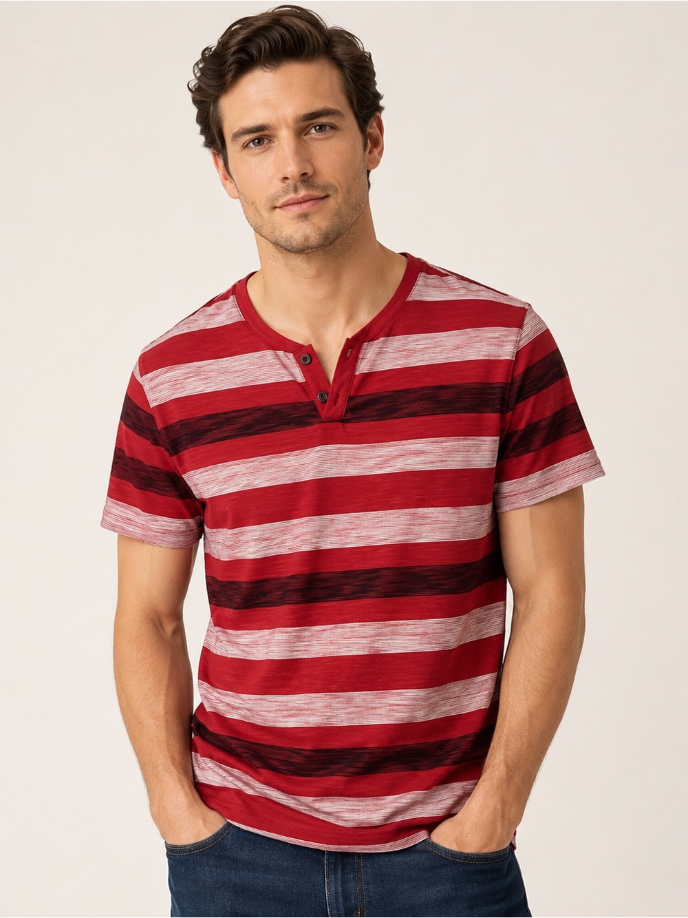 Men’s Striped Red & White Short Sleeve Tee